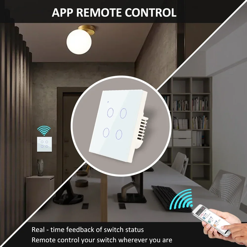 Công tắc đèn cảm ứng thông min - đánh giá và giá Tuya 4 Channel