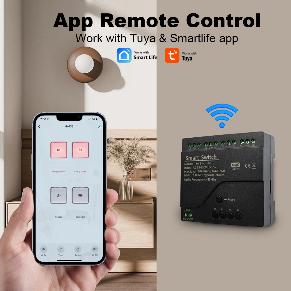 Mô-đun công tắc thông minh Wif - đánh giá và giá Tuya 4 Channel